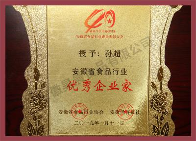 安徽省食品行業(yè)成果表彰大會-優(yōu)秀企業(yè)家